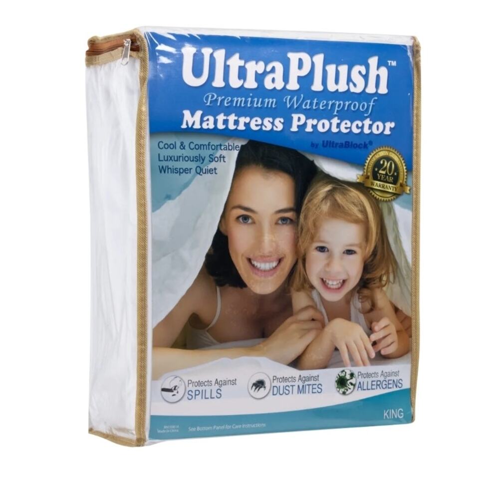 KING SIZE MATTRESS PROTECTOR WATERPROOF HYPOALLERGENIC ULTRA BLOCK ULTRA PLUSH